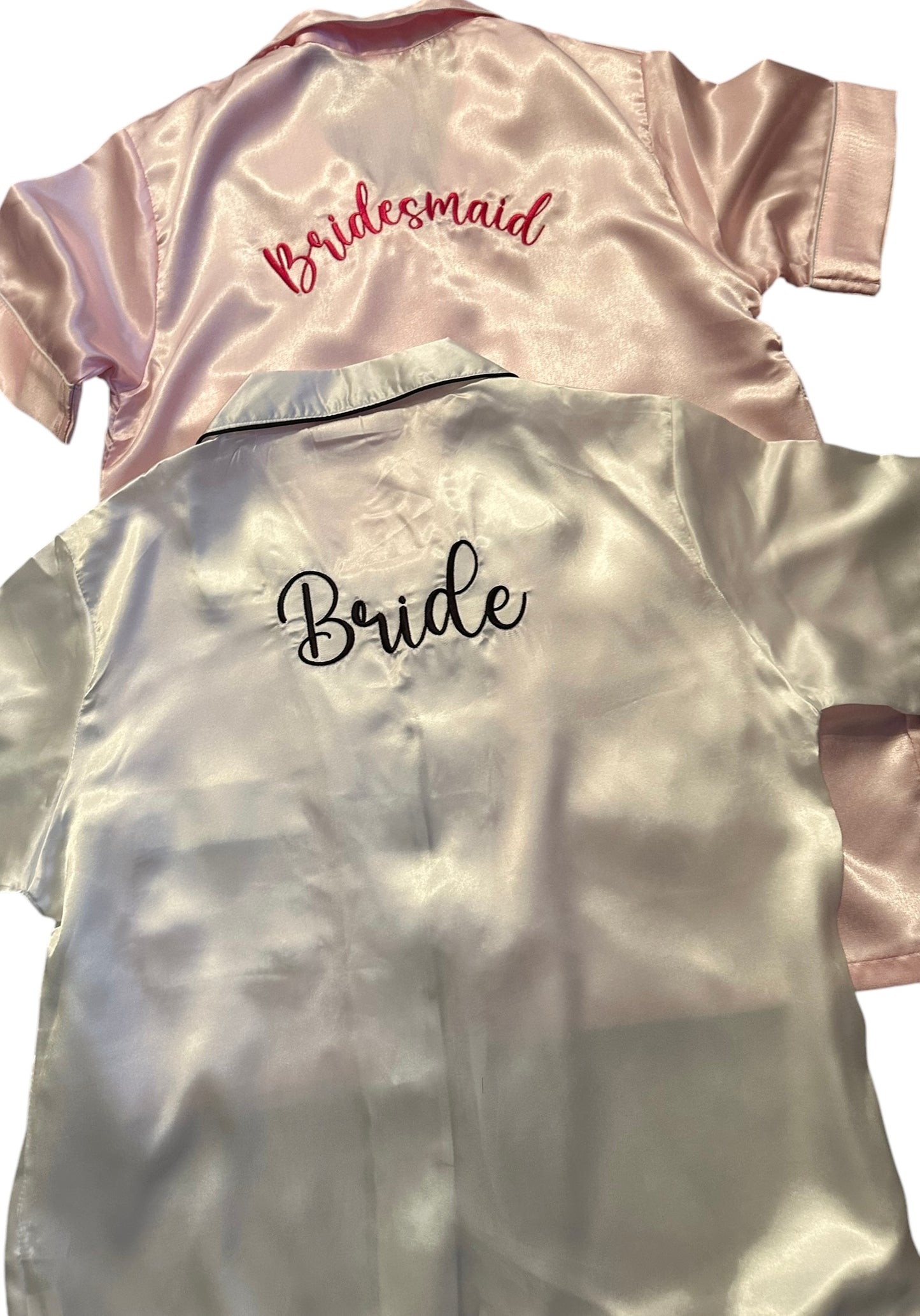 Personalised bridal satin short pyjamas