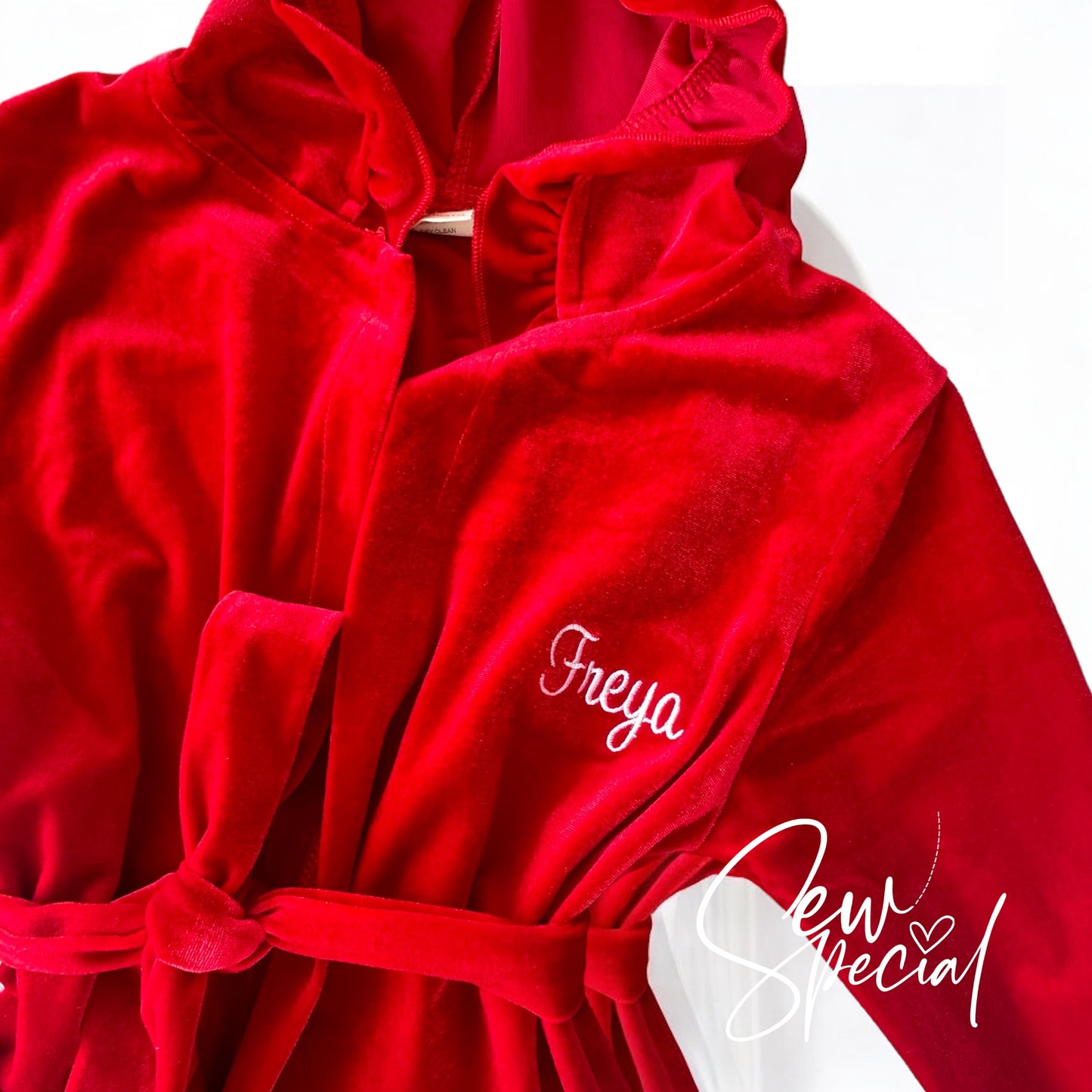 Red personalised boys velvet Christmas dressing gown robe