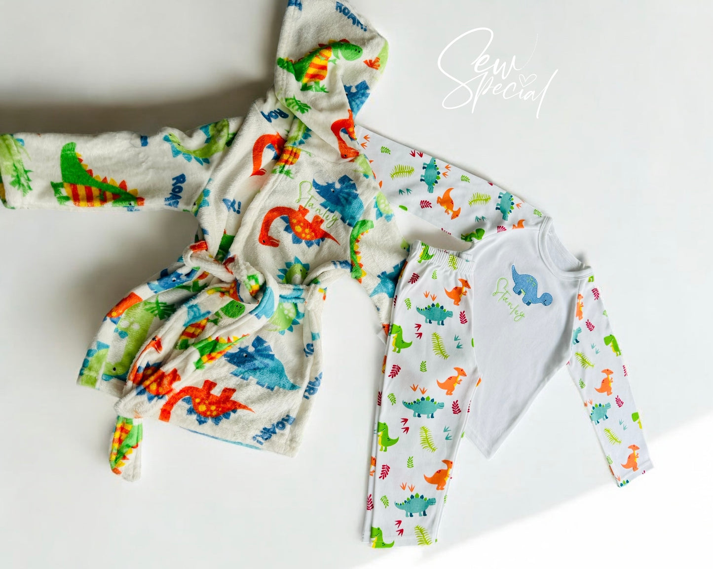 Boys dinosaur personalised soft dressing gown robe