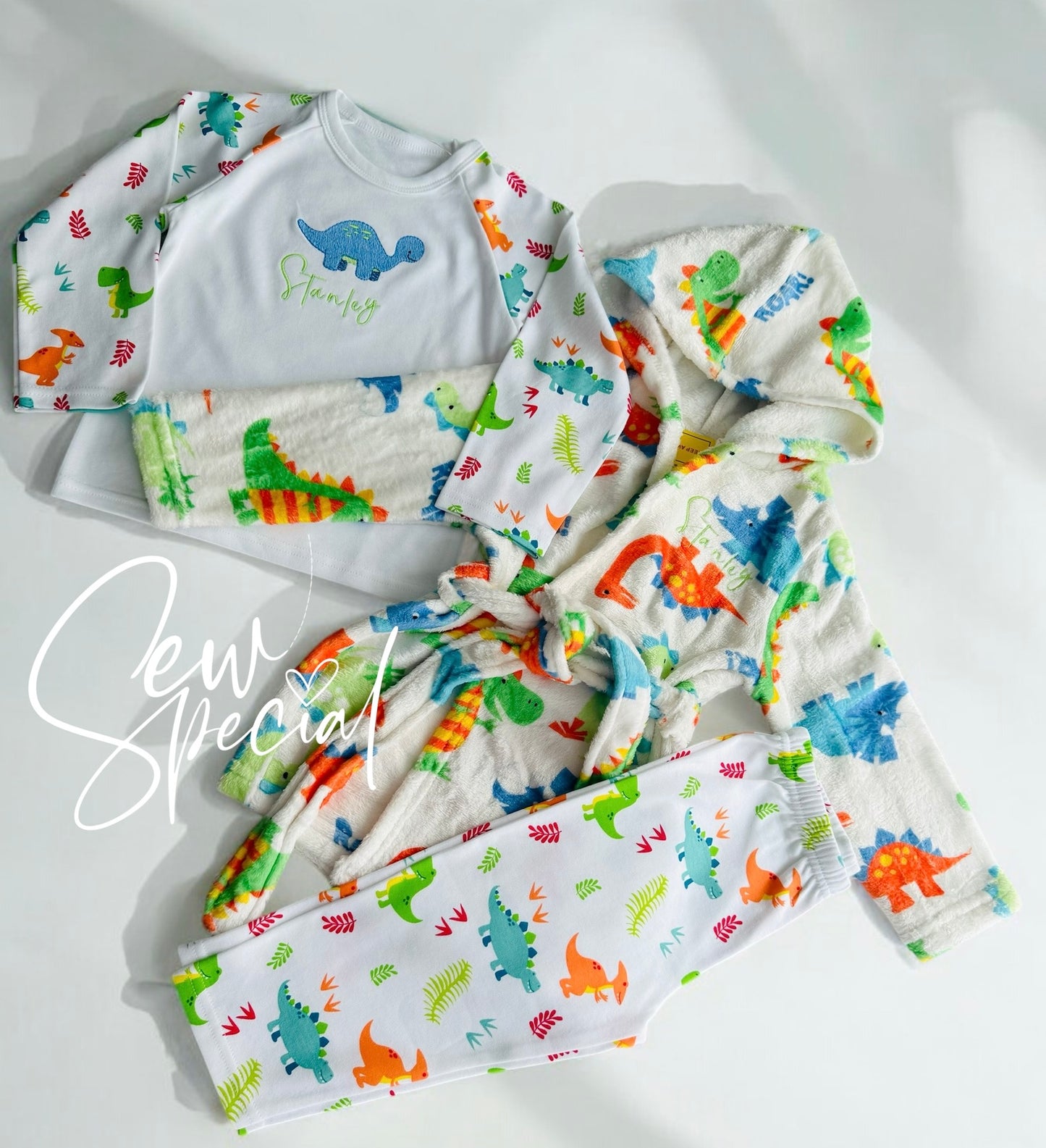 Boys dinosaur personalised long sleeve pyjamas