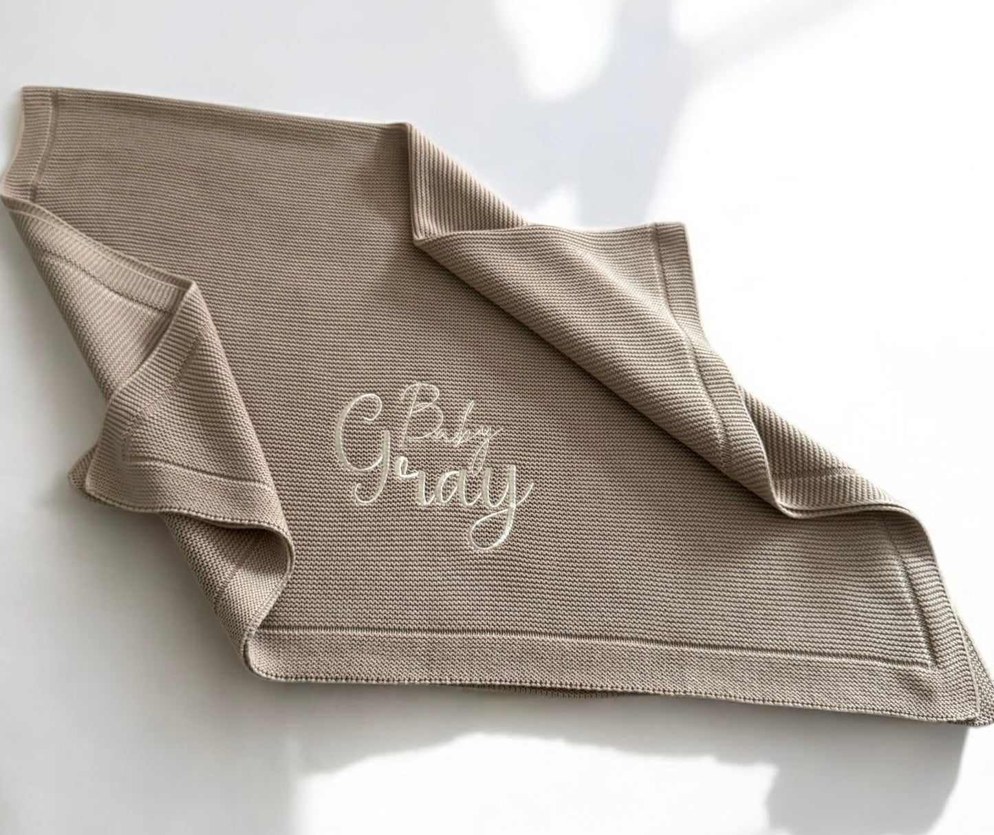 Baby personalised knitted blanket