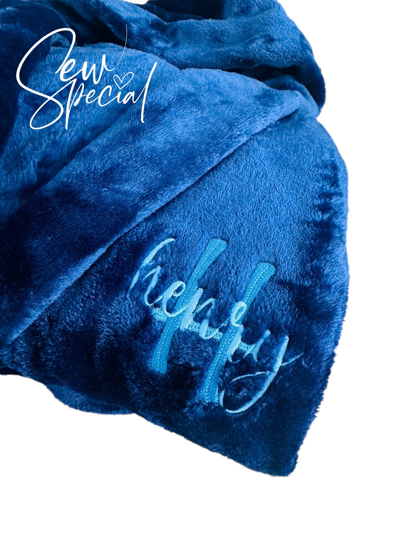 Boys navy blue personalised soft dressing gown robe