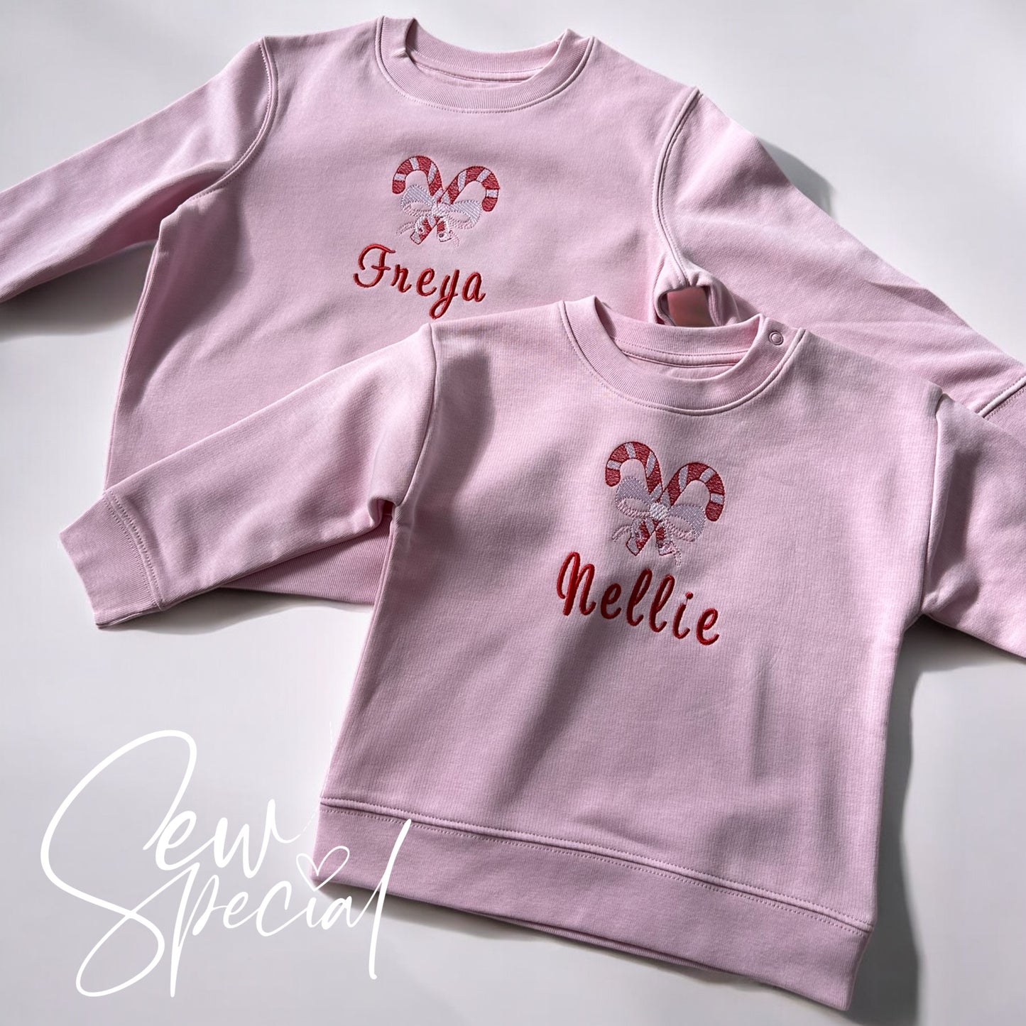 Girls personalised pink Christmas jumper