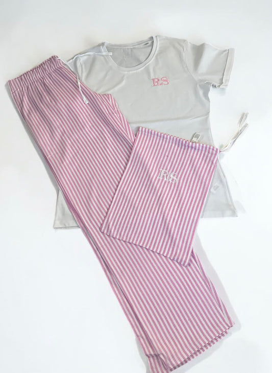 Ladies personalised initial pyjamas with bag