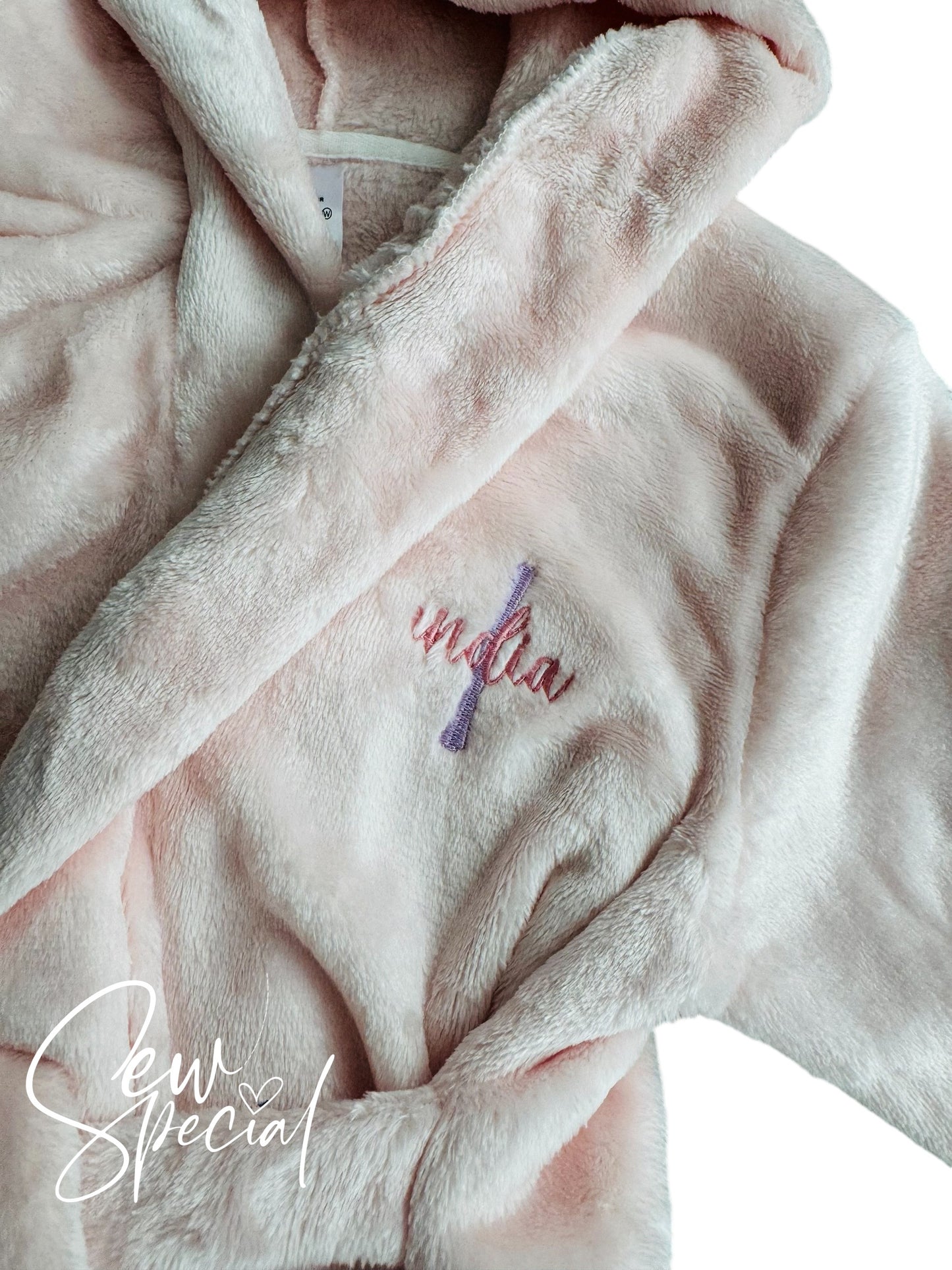 Girls personalised pink soft dressing gown robe