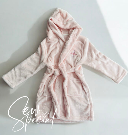 Girls personalised pink soft dressing gown robe