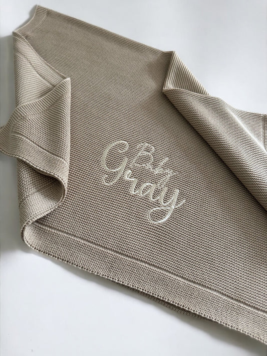 Baby personalised knitted blanket