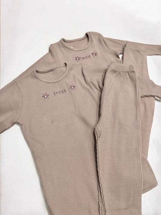 Personalised girls ribbed lounge set