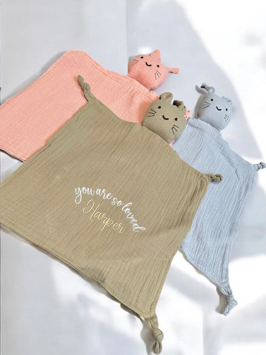 Baby personalised “you are so loved…” bunny comforter