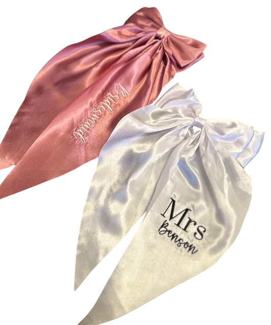 Large Satin personalised bridal hair bow