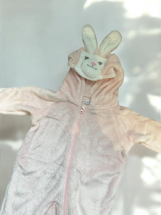 Baby personalised soft zip bunny romper