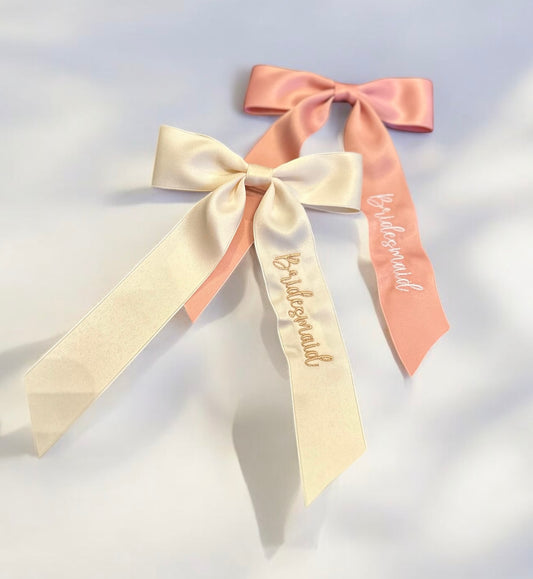 Satin bridesmaid hair bow