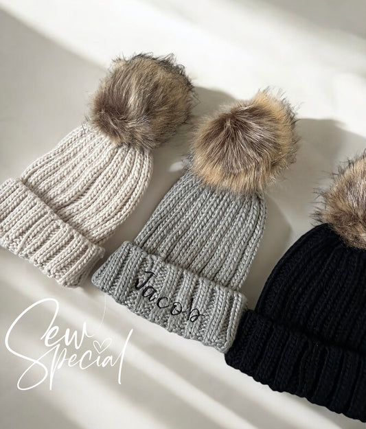 Boys Pom Pom personalised winter hat
