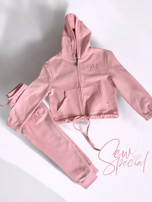 Girls personalised zip jacket tracksuit lounge set