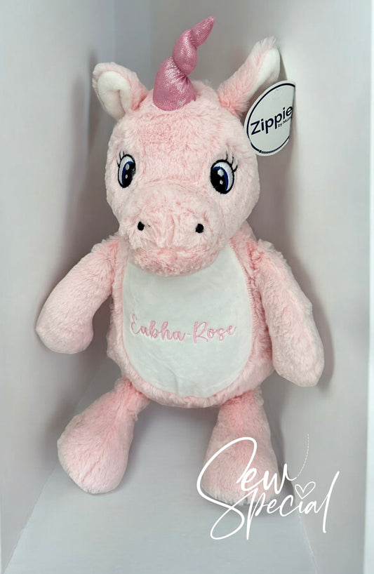 Children’s large pink personalised unicorn teddy