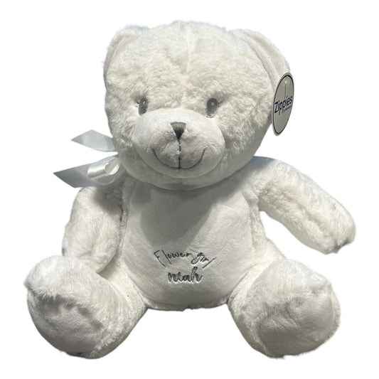 Large flower girl personalised white teddy bear
